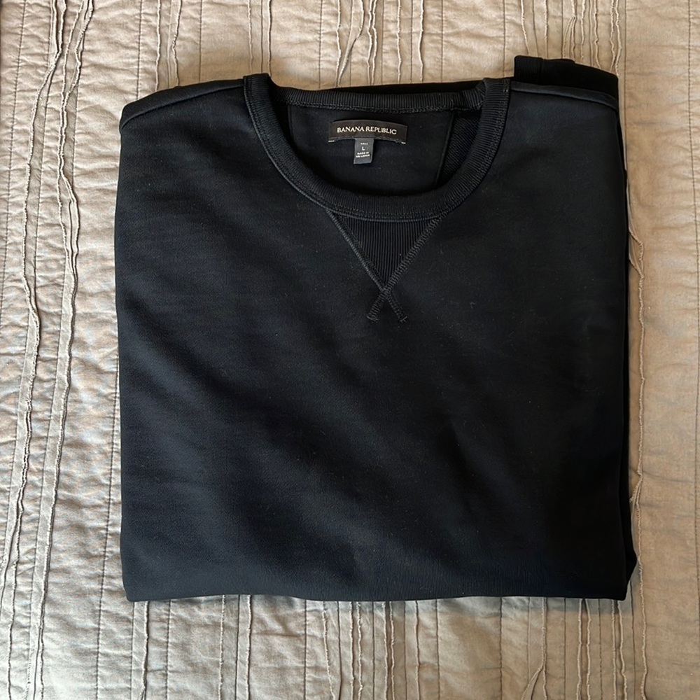 Men’s Banana Republic French Terry Black Sweatshirt Size Large Tall